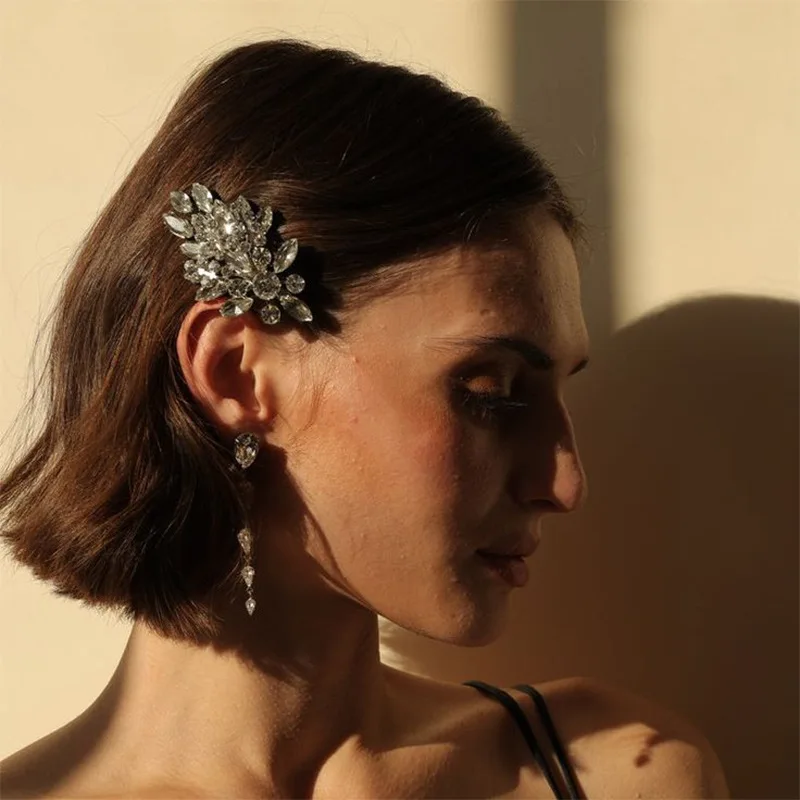 

Bangs Clip European and American Exaggerated Rhinestones Side Hairpin Wedding Daily Versatile Accessories Headwear