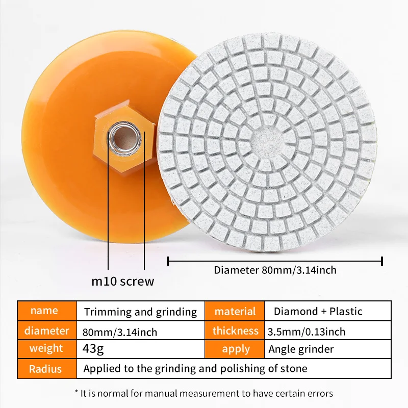 Угловая шлифовальная машина подходит для встроенных шлифовальных дисков, алмазных сухих шлифовальных дисков, специально разработанных для полировки и снятия фасок керамической плитки, каменных плит, мрамора и кварцевого камня, инструмента для отделки керамической плитки.