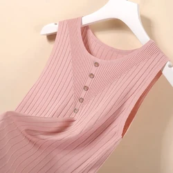 Tank Top Sleeveless Loose Elegant Camis Knitting Solid Striped Corset Summer V-Neck Women's Tube Top Aesthetic Clothing