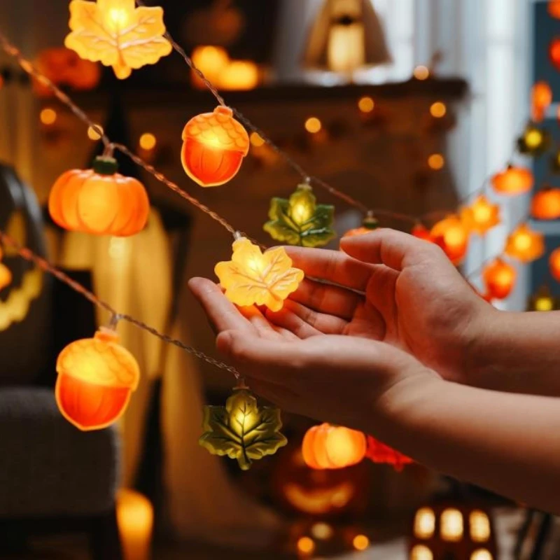 1,5/3 m Halloween LED Kürbis Nuss Ahornblatt Lichterkette Startseite Weihnachten Party Dekoration Hängelampe Requisiten Thanksgiving Geschenk