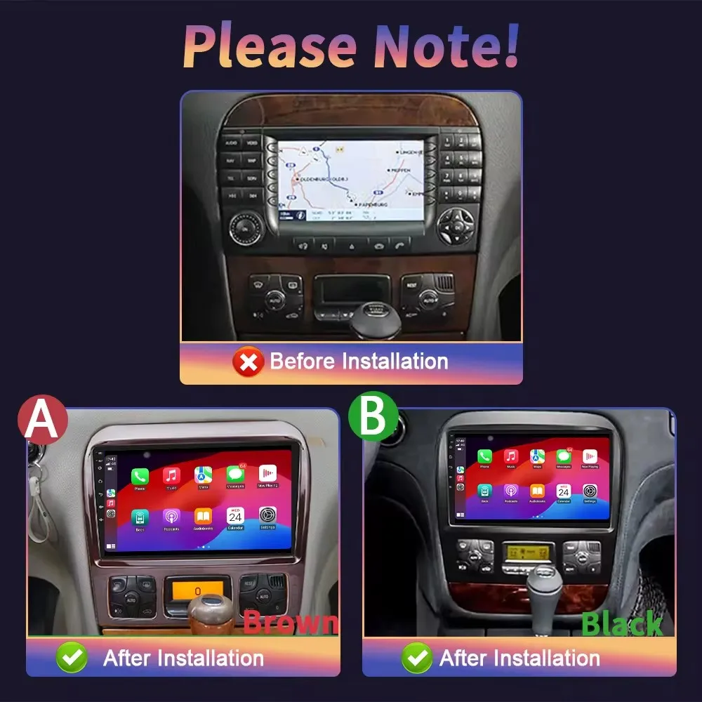 Wireless CarPlay Android Auto Car Radio For Mercedes Benz S Class W220 1998 - 2005 Multimedia autoradio No 2 din 2din DV