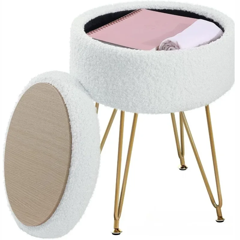 

Round storage stool Home bedroom Comfortable high-value dressing stool Multifunctional living room footstool