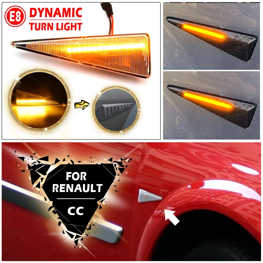 2Pcs Car Dynamic LED Side Marker Light Turn Signal For Renault Megane MK2 CC Espace MK4 Scenic Avantime Thalia 2