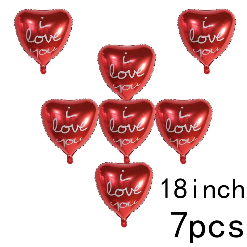 7pcs 18 inch Valentine's Day Happy I Love You Aluminum Balloon Confession, Valentine's Day, Wedding Party Decoration