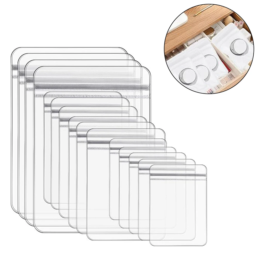 60PCS Jewelry Bags Clear Plastic Reclosable Thick  Lock Bags Necklace Ring Cajas Para Flores Cardboard Box Emballage Cadeau