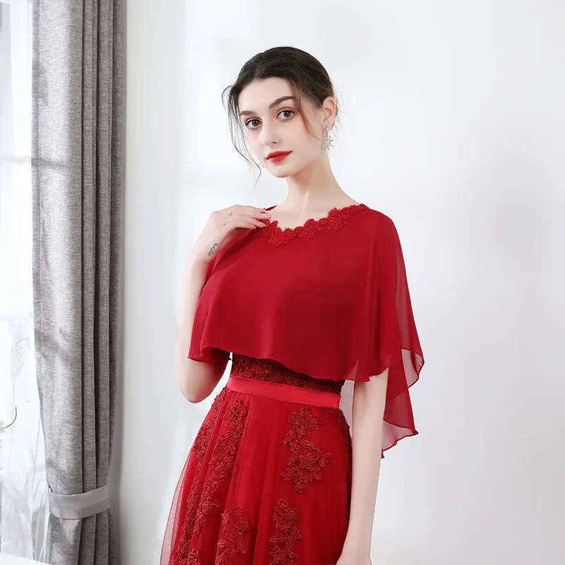 Summer Lace Cape Shawl, Colorful Veil for Brides to Wear on Shoulders, Wedding Dress Set, One Size Fits All, White, Red, Black