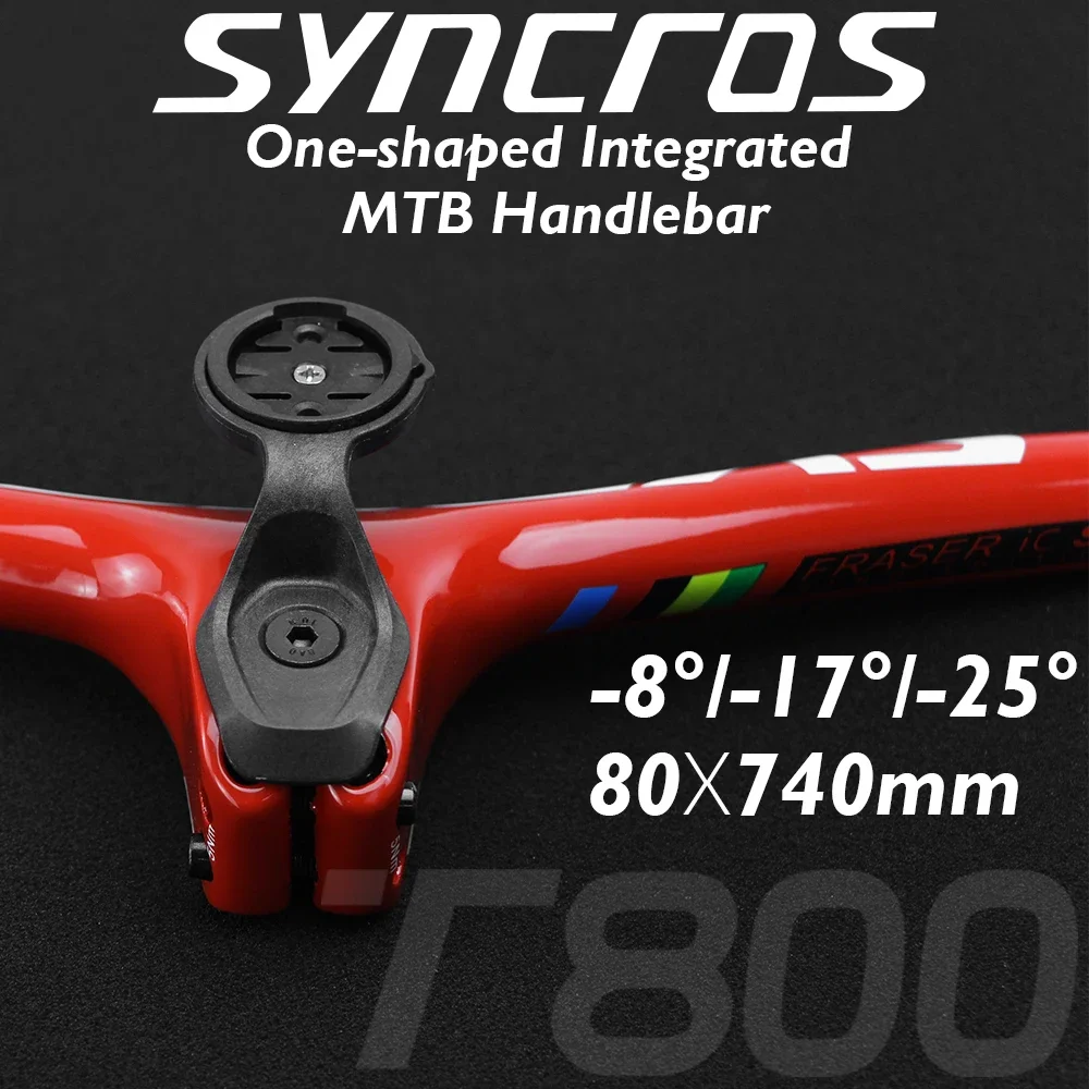 Syncros MTB Handlebar FRASER IC SL Red/Silver Spark RC WC NINO Gloss Carbon -8/-17/-25 Degree Stem with Computer Mount Spacers