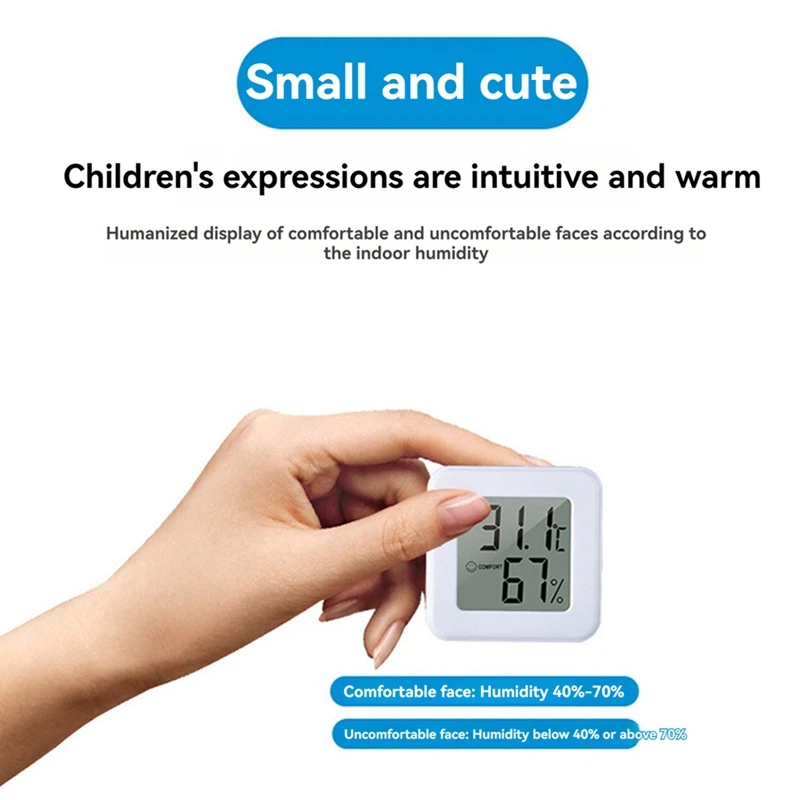 1207 Mini Electronic Temperature And Humidity Meter Car Thermometer With Smile Face Display Household Indoor Thermometer