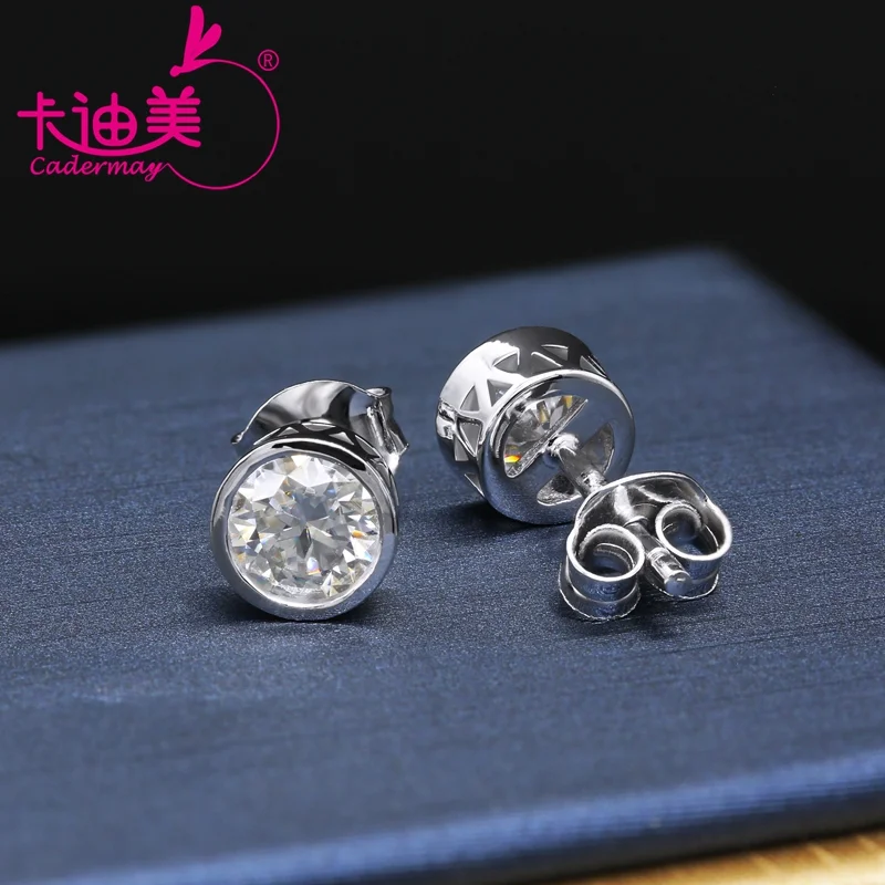 

CADERMAY Custom 5MM Moissanite Earrings Hoop Set In 925 Sterling Silver White Gold Plated For Fine Jewelry Wedding Gifts Women