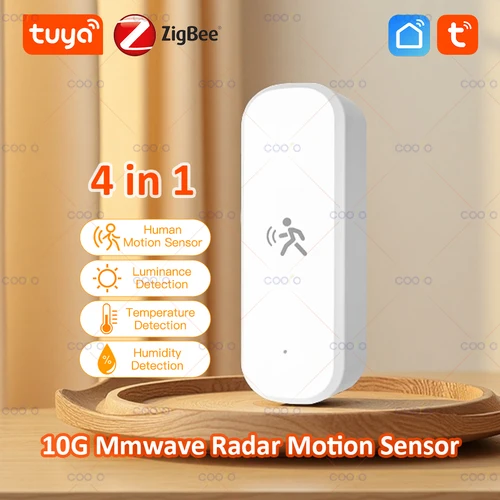 Sensor de movimiento humano 10G, Detector de Radar Tuya Zigbee MmWave con Sensor de humedad y temperatura de luminancia, Sensor PIR actualizado