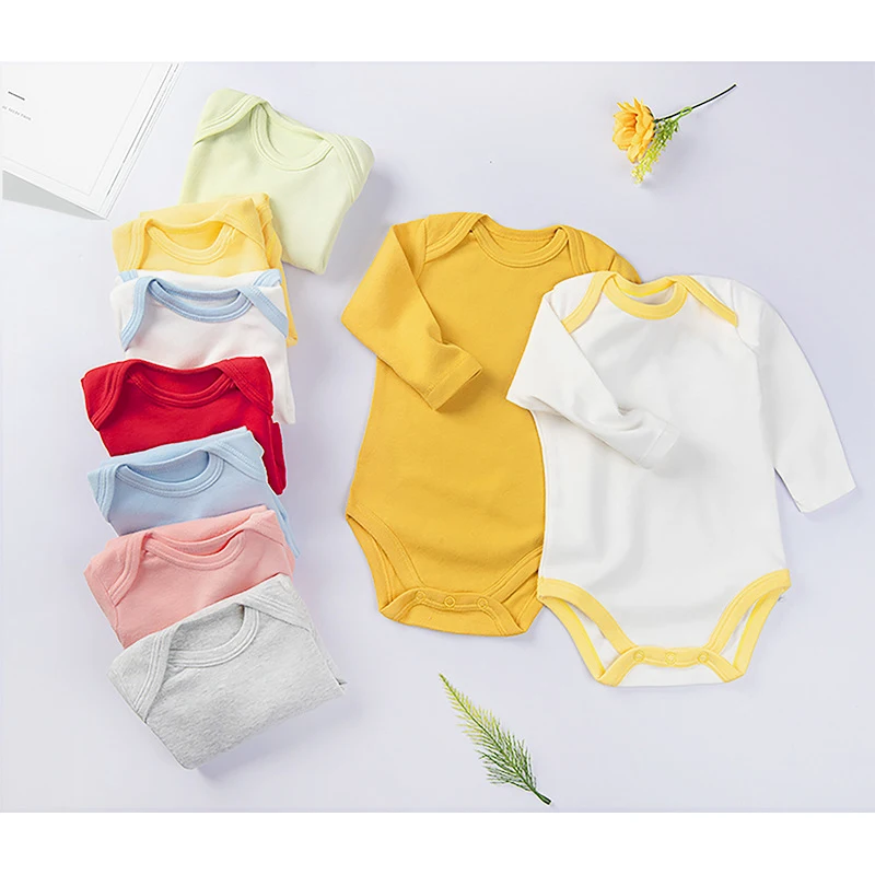 Newborn Baby Long Sleeve Rompers for Unisex Boys Girls 100% Cotton Clothes Bodysuits Kids 0-24M One-Piece Infant Summer Onesie