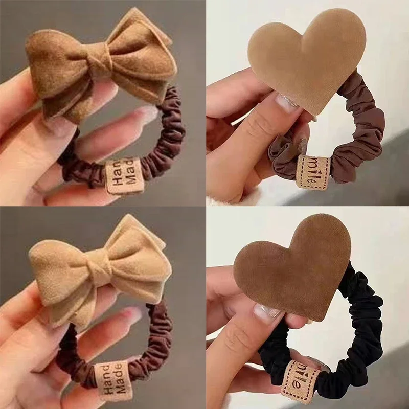 1PC Fashion Bow Knot Hair Ties Solid Color High Elastic Scrunchies Women Ponytail Holder Girl High Quality Rubber Band