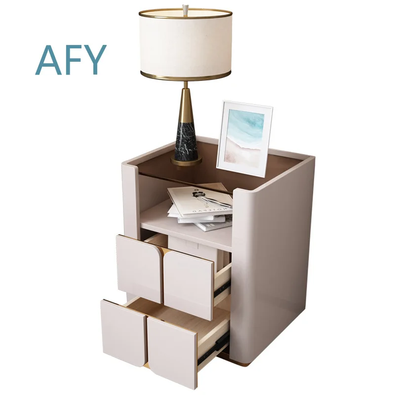 Modern Simple Nightstand for Bedroom Bedside Storage Cabinet Light Luxury Senior Style Fashion Small Side Table with Drawers
