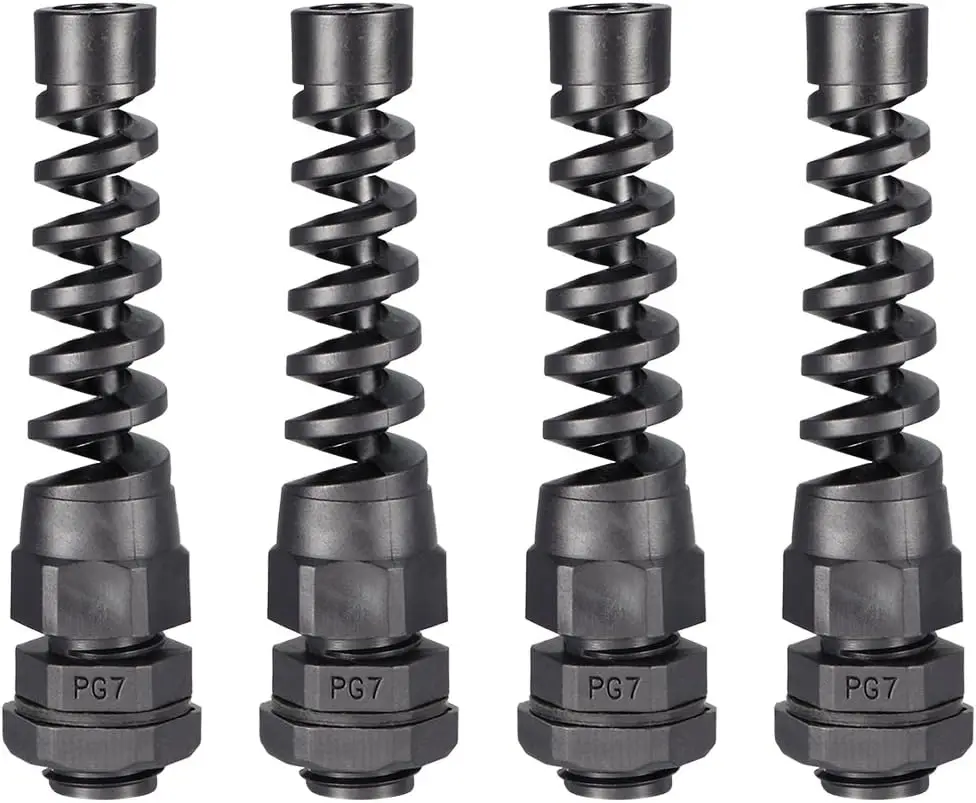 

M16 Nylon Cable Grommet, Coil Spring Cable Joint with Seal for 4-8 mm Wire Thread Cable Attachment and Devices Black