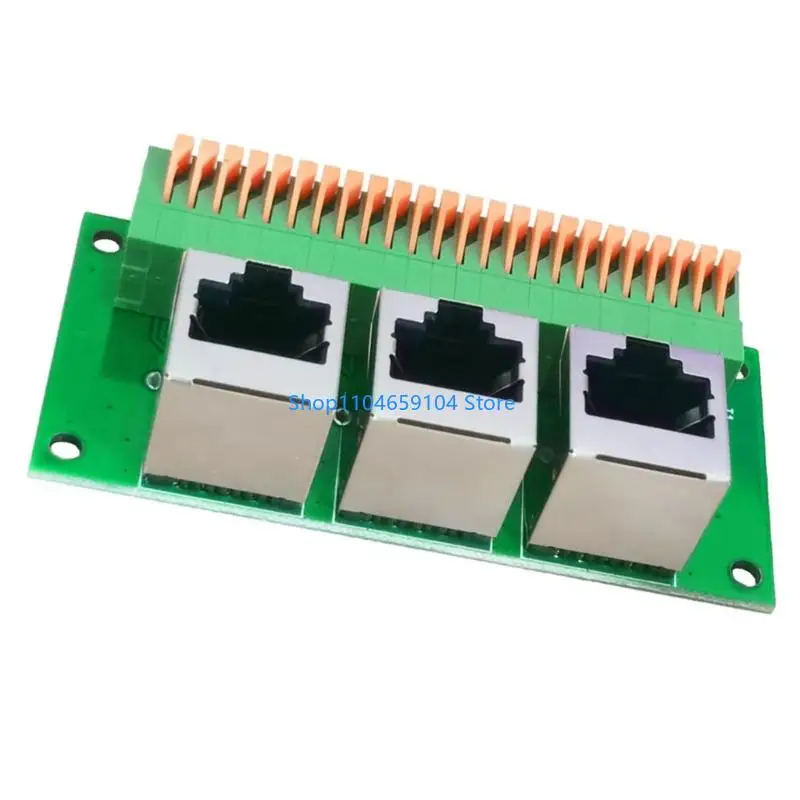 3Ways RJ45 Female Breakouts Board,Solderless RJ45 to 8Pin Quick Spring Terminals