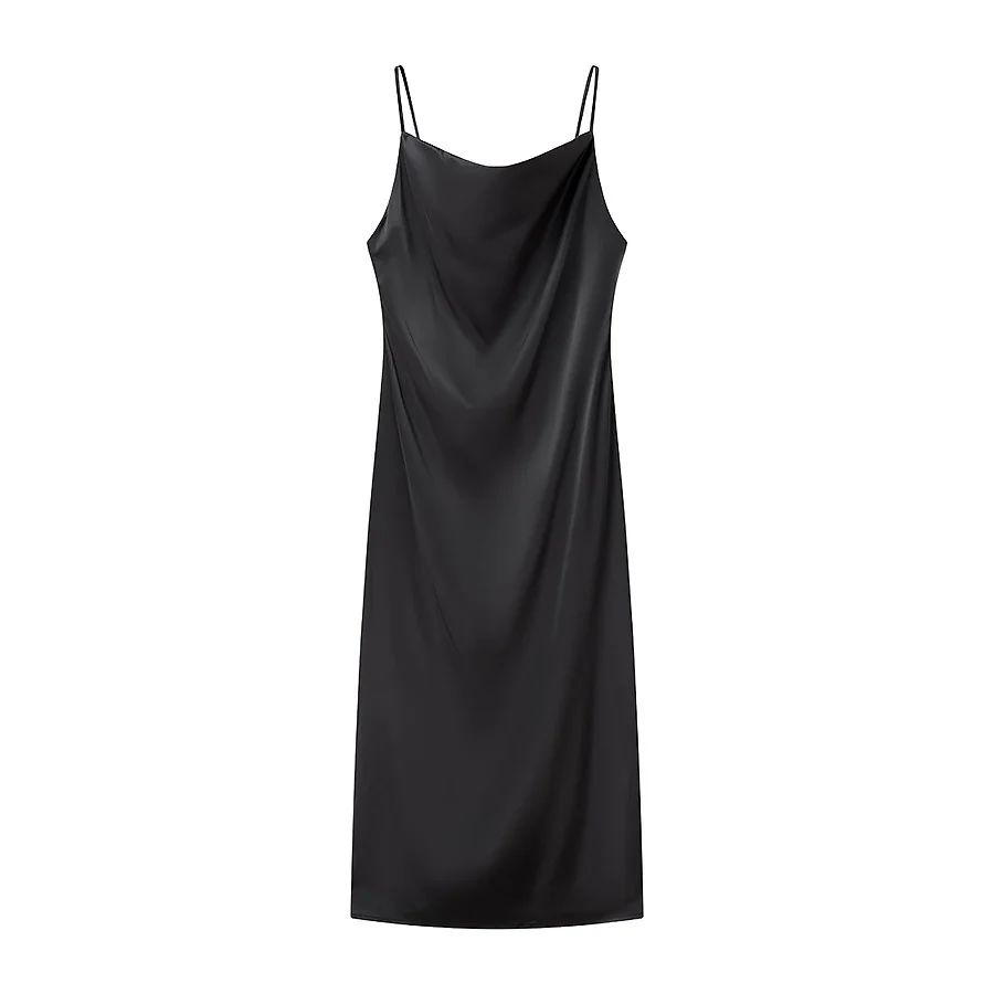 Rindu TRAF 2025 Damen-Midikleid aus Seidensatin, Kleider im Ausverkauf, sexy Kostüm, lange Robe, Femme, elegant, 2024, modisch, Sommer