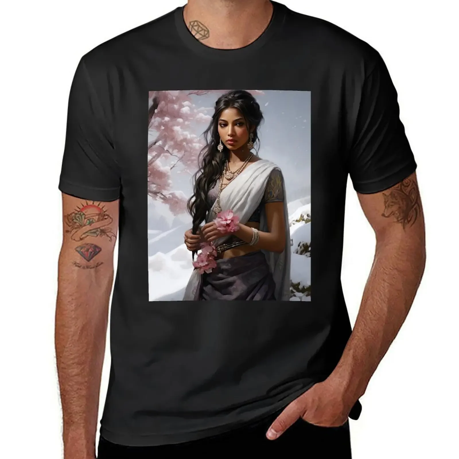 Silver Saree Serenity T-Shirt funny costumes summer shirt plus size tops vintage t shirt men