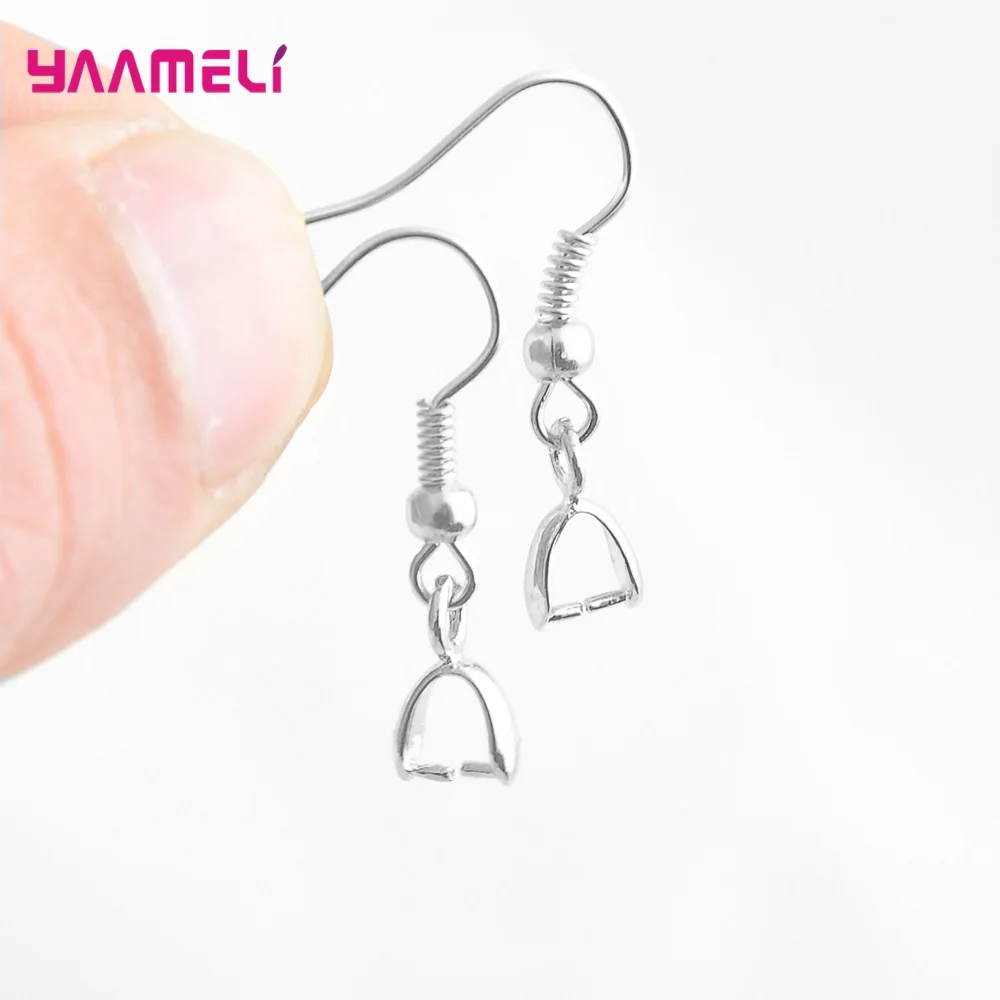 Handmade Jewelry Findings Componentes, Conector de Bail, Fecho para Brincos, 925 Sterling Silver, Atacado, 50Pcs por lote