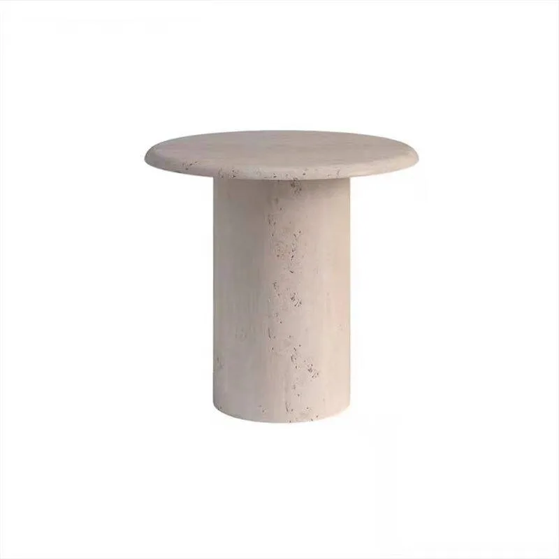 100% Natural Marble Round Coffee Table, Wabi Sabi Modern Designer Side Table for Living Room