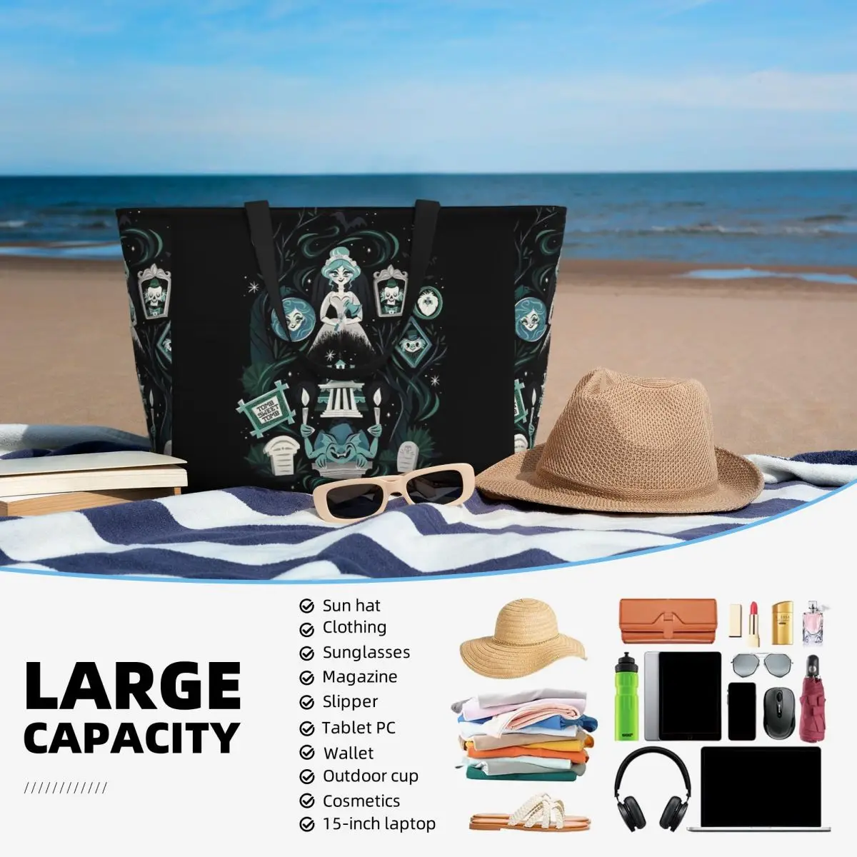 Haunted Mansion Stretching Beach Tote Bag Sport Gym Yoga Duffle Large Tote Bag Women Travel Bag Fitness bag
