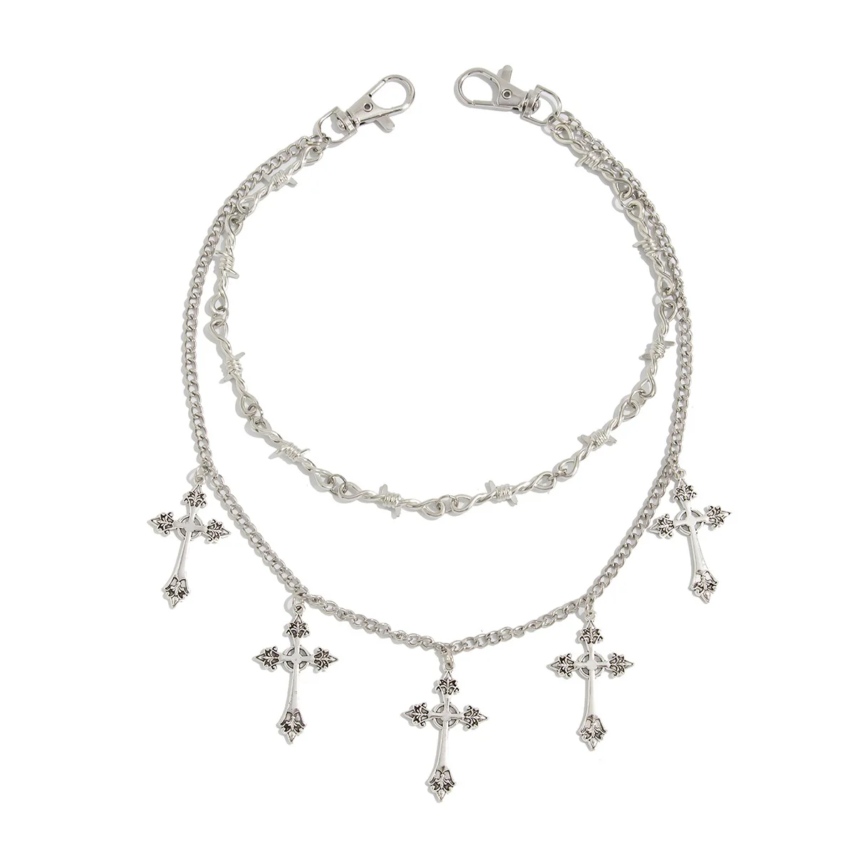 New 2025 Fashion  Multi Layer Metal Pants Chain Hip Hop Waist Chain Cross Pendant Jeans Chain for Men Women Accessories Gifts