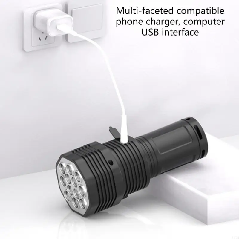 X37b đèn pin đèn LED mạnh mẽ USB Torches có thể sạc lại với 4 chế độ ánh sáng Ngọn đuốc để cắm trại, ngoài trời, đi bộ đường dài