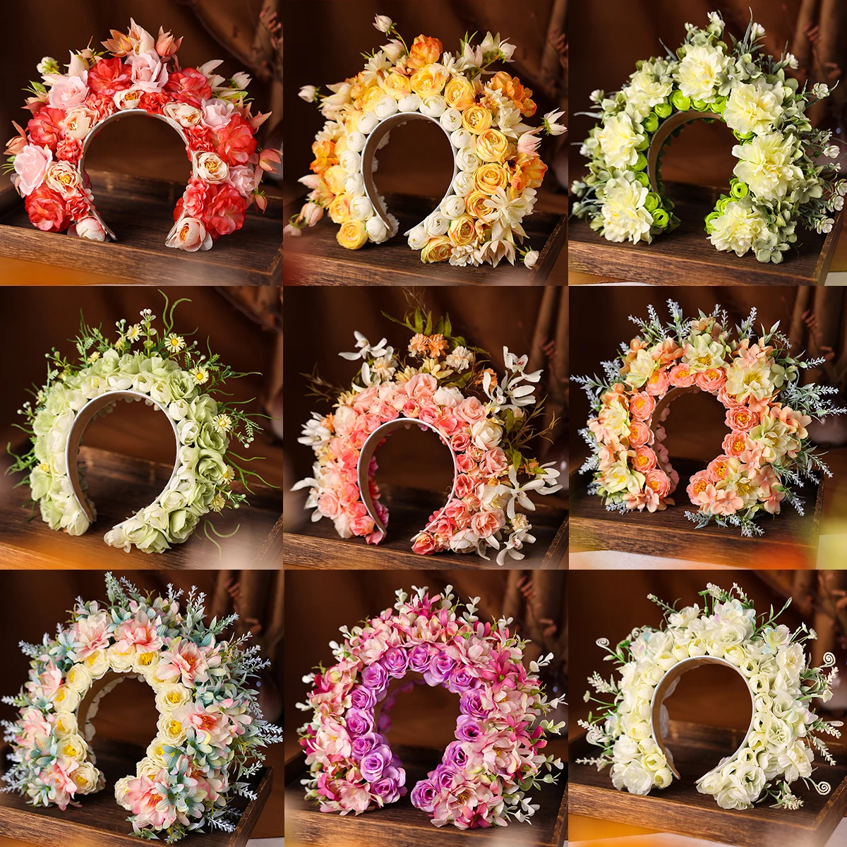 Handmade Colorful Flowers Princess Hairpin Flower Headband Headpiece For Women Bride Wedding Hair Accessories Hairbands