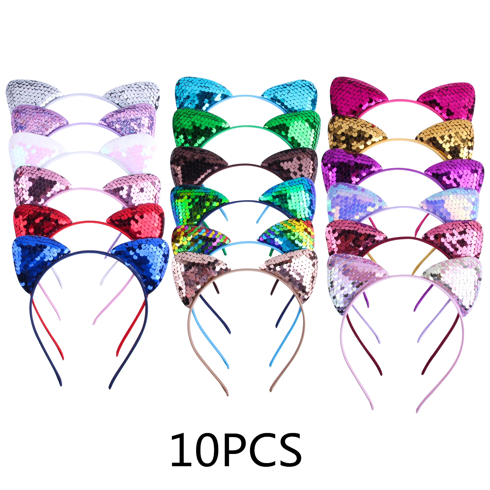 10pcs Cute Mouse Ears Headband DIY Girls Hair Accessories Hairband Festival Sequin Hair for Girl Women Accesories Party Headband