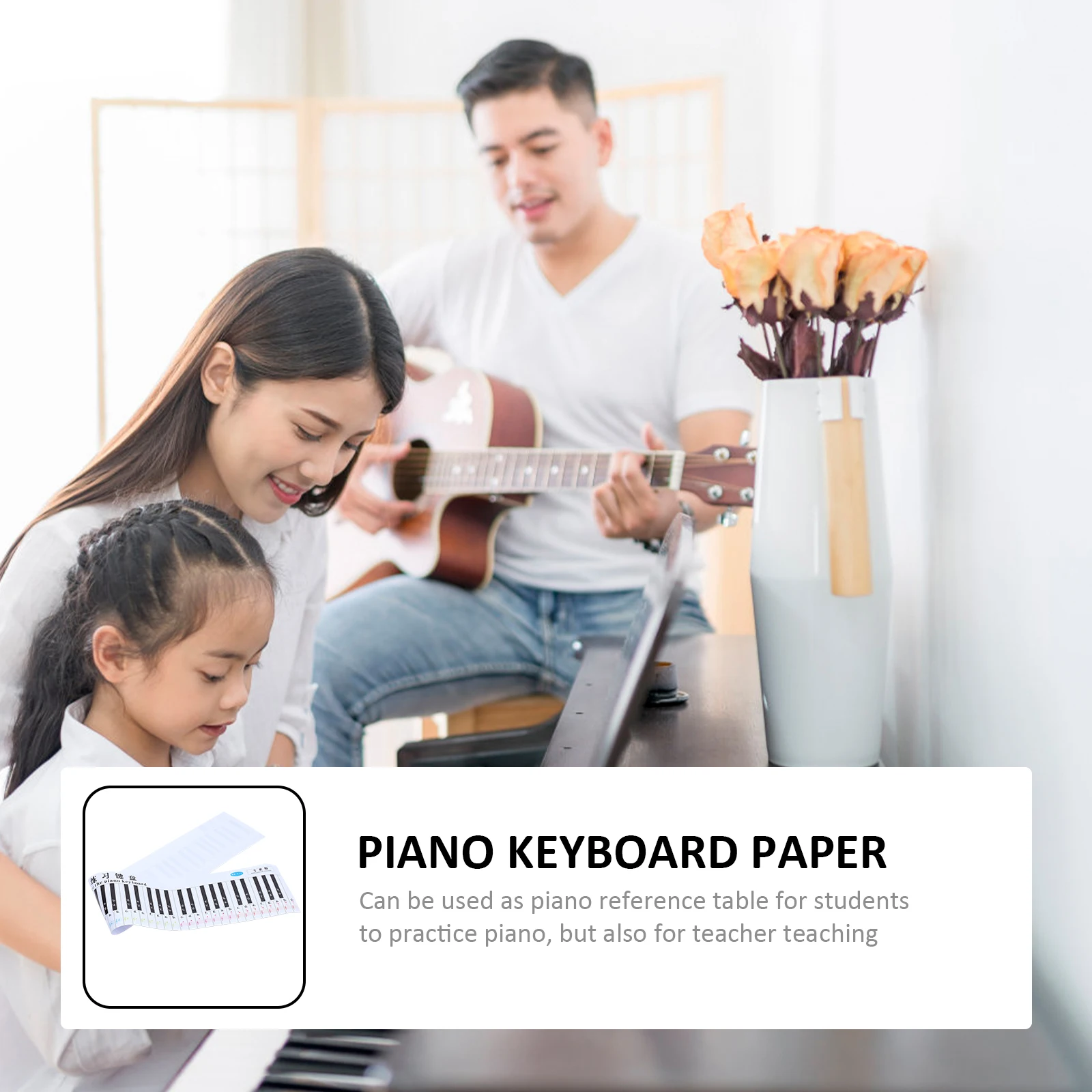 

1pc 88 Key Piano Keyboard Wall Chart Practice Paper Guide For Beginners Waterproof Dust-Proof Anti-Ink Detachable Exercise Paper