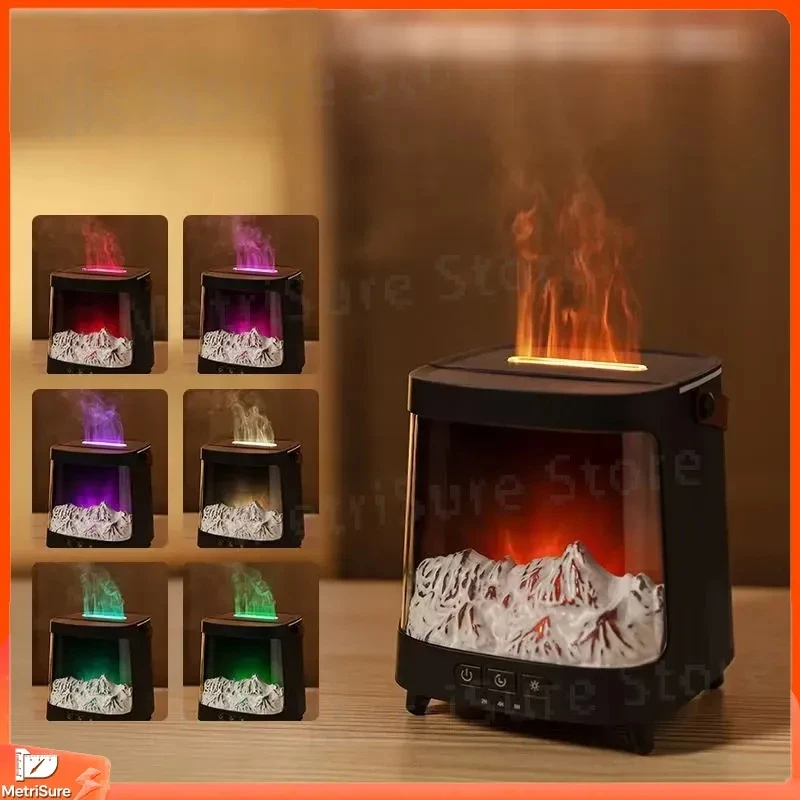 New Portable Air Humidifier 200ml Flame Effect Aroma Diffuser with LED Color Light for Home Office Bedroom Desk Travel