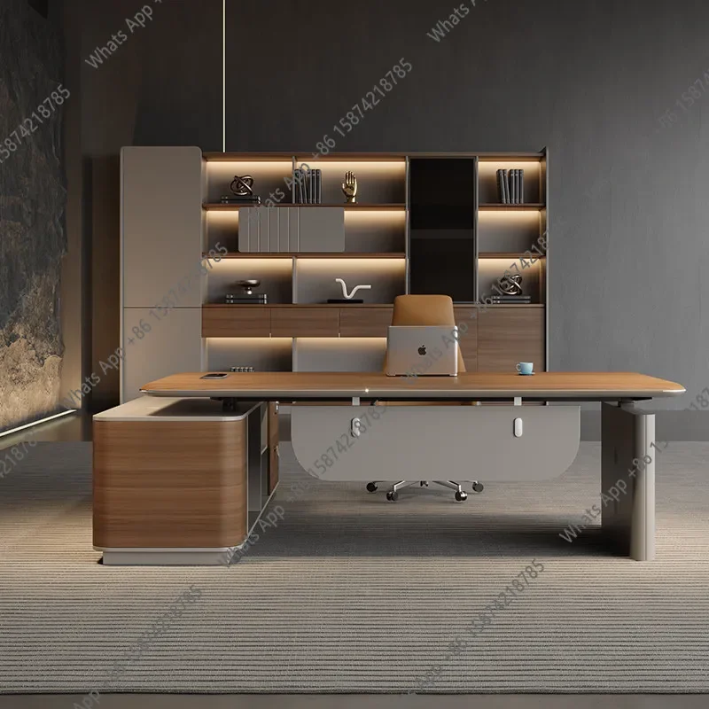 

N68 Electric intelligent lift boss office desk and chair combination simple modern president manager desk office computer desk