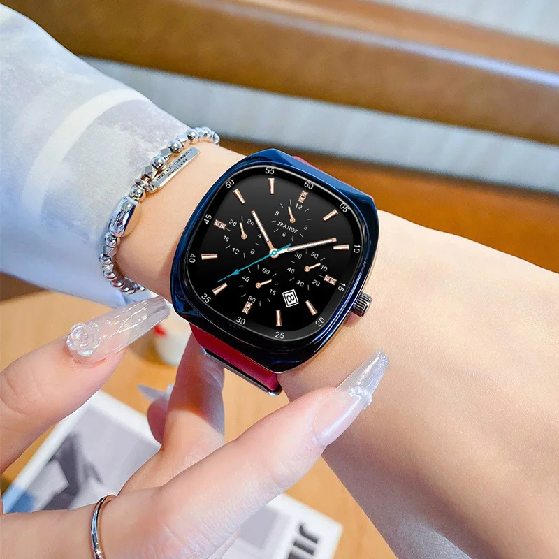 ساعات يد أنيقة للزوجين، ساعات كوارتز فاخرة وعالية القيمة، معززة بتقويم للنساء، سيليكون، اختيار مميز #3