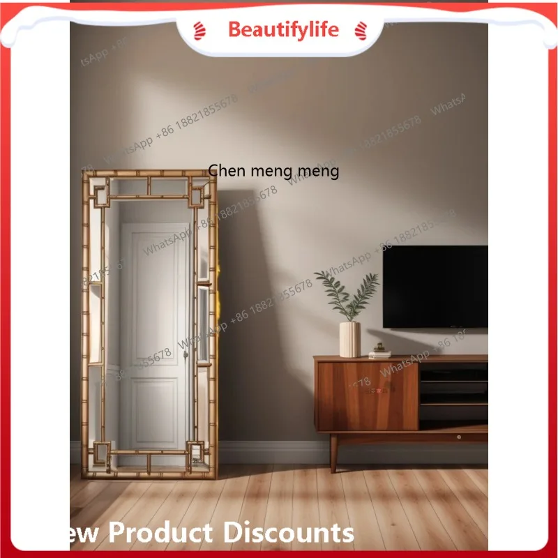 

B67 зеркало в полный рост от пола до потолка, французское средневековое зеркало в полный рост, бытовое зеркало для гостиной, входа, бамбуковое соединение