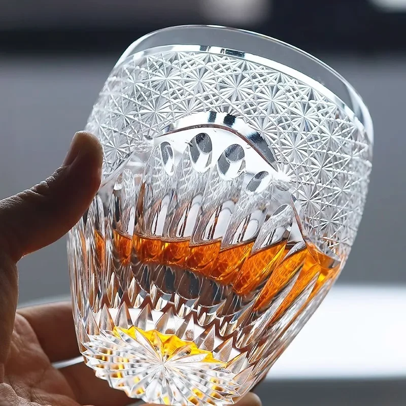 Sunshine Whisky Snifter Glasses Japanese Hand Carved Crystal Wine Tasting Cup Luxury EDO Chivas Brandy Rock Tumbler Dropshipping 5