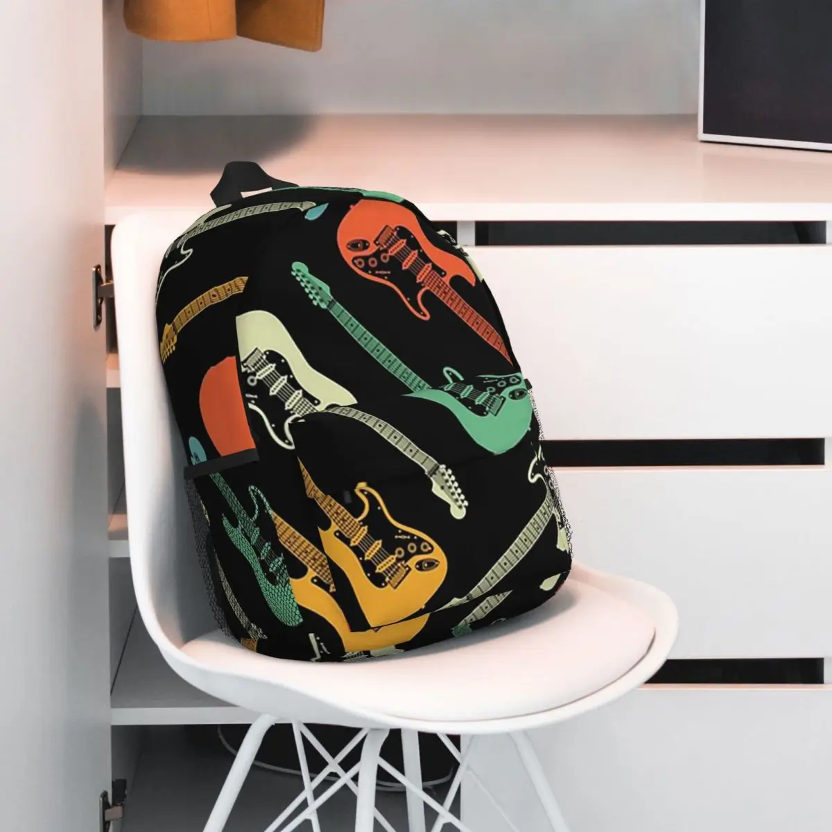 Colorful Acoustic And Electric Guitars Backpack Student BookBag Children School Bag Computer Shoulder Bags for Men Women