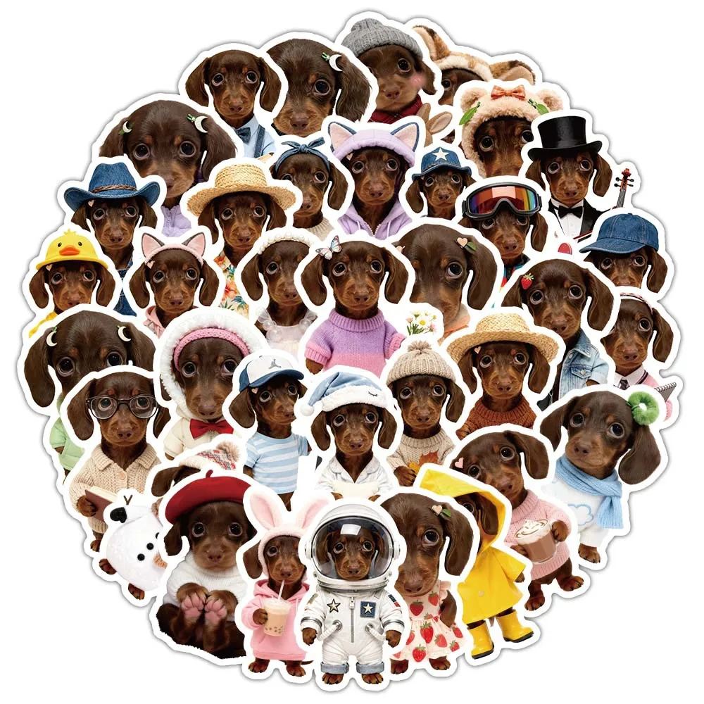

50PCS Cartoon Dachshund Sticker DIY Cute Dog Costume Show Decoration Luggage Mobile Phone Shell Skateboard Kids Toy Gift Sticker