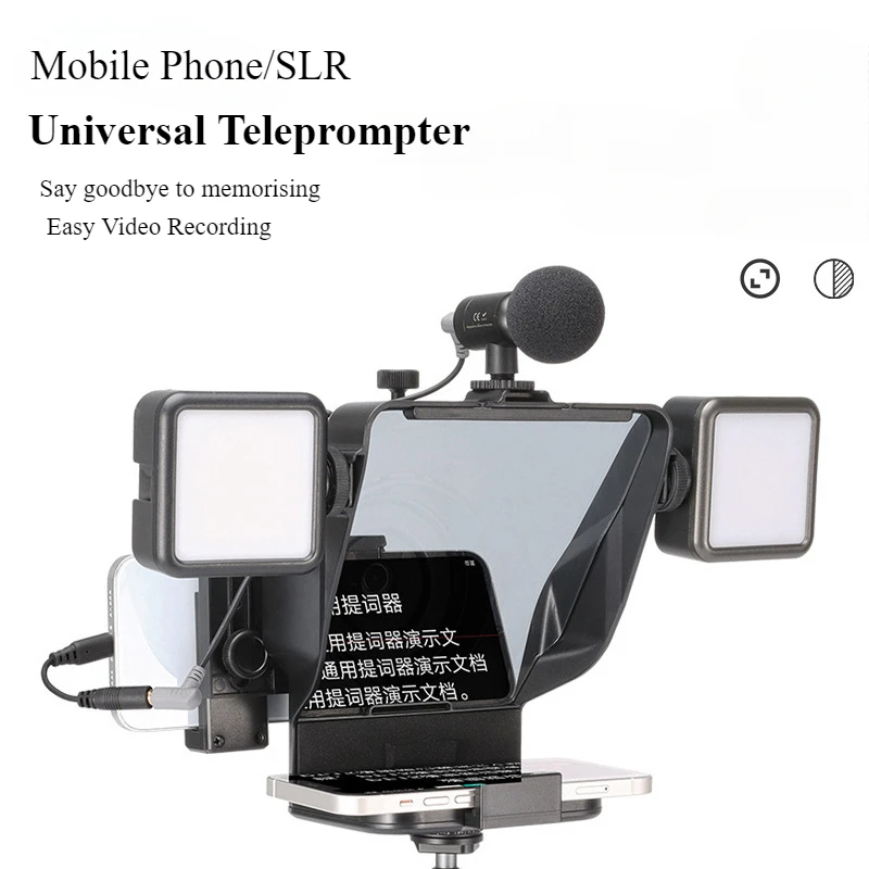 

Universal Teleprompter Prompter DSLR Camera Smartphone Teleprompter Live Streaming Video Recording