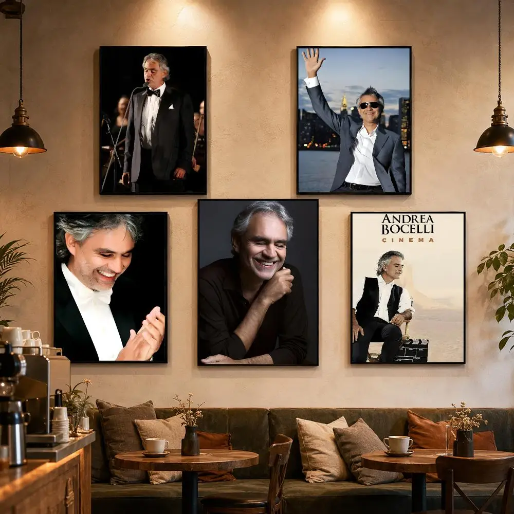A-Andrea Bocelli Singer Poster Self-adhesive Art Waterproof Paper Sticker Coffee House Bar Dorm Room Wall Decor