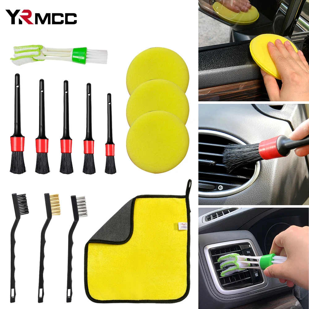 

Car Detailing Brush Set 13Pcs Auto Cleaning Brushes Towels Auto Air Outlet Vents Dirt Dust Clean Tools for Car Accessories