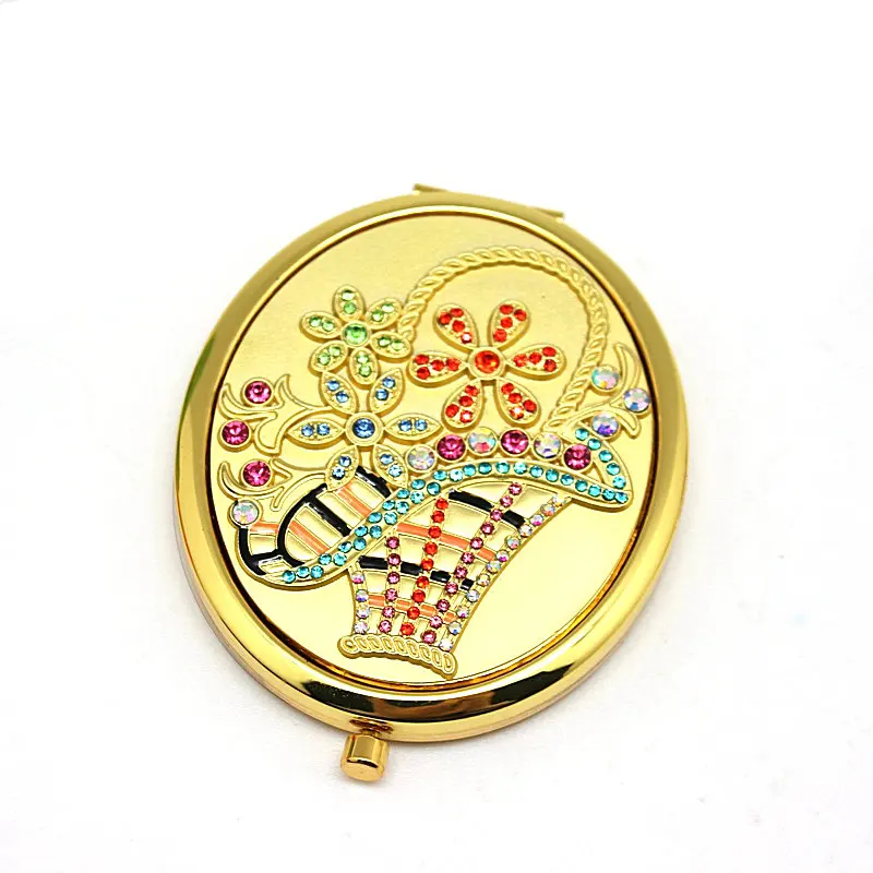 Golden double-sided mirror, fashionable girl's portable ornament