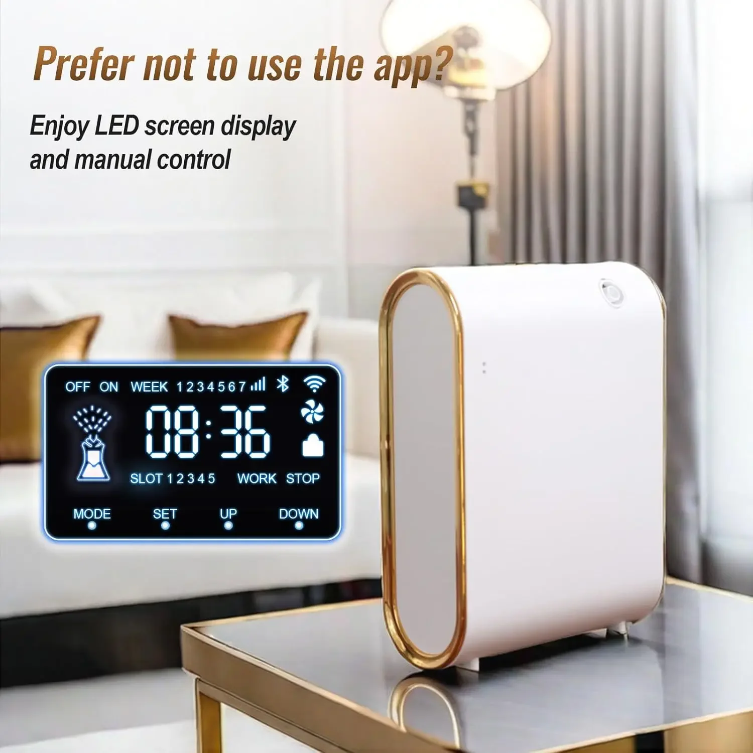 Smart Scent Air Machine Waterless Essential Oil Diffuser 1500 Sq Ft Coverage Bluetooth Hotel Collection Diffuser for Home Office