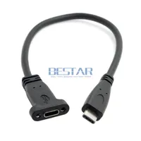 20CM USB-C USB 3.1 Type C Type-c Male To Female Extension Data Cable With Panel Mount Screw Hole 0.2M