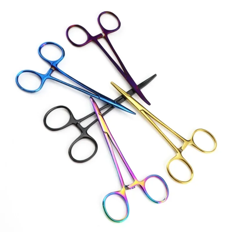 Animals Curved Trauma Hemostat Stainless Multi Rainbow Color Grooming Veterinary Tools Suitable for Surgical Wound Cleaning