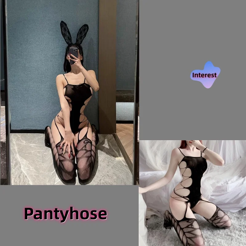 

Fashion Plus Size Crotchless Bodysuit Sexy Tights Soft Nightwear Lingerie Womens Sexy Lingerie Fishnet Hollow Out Bodystocking