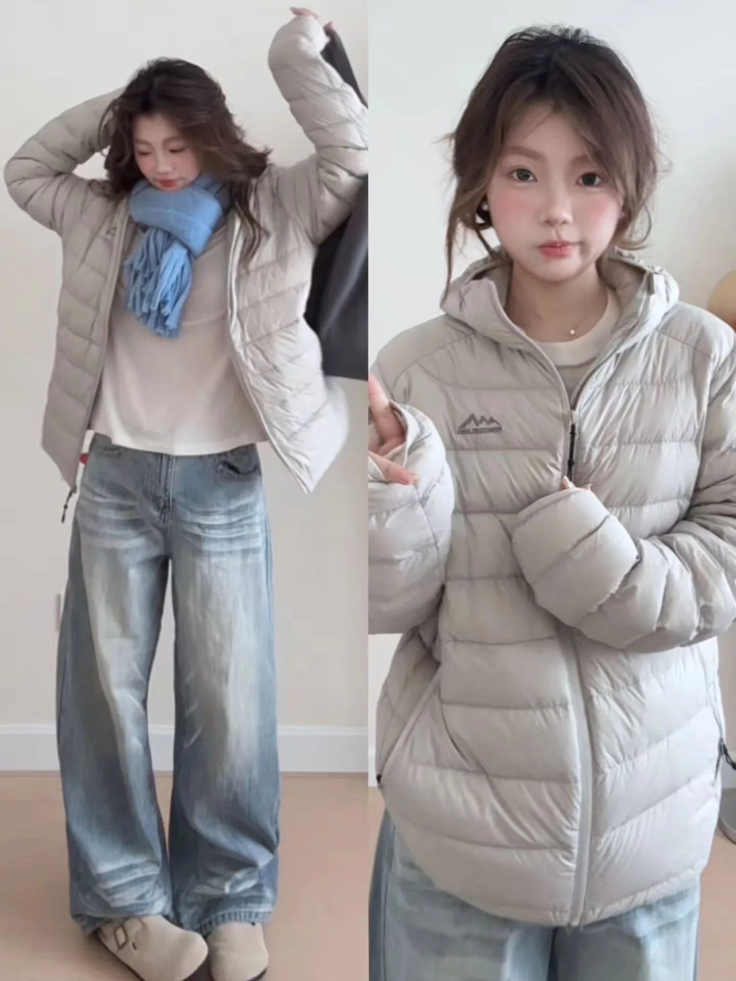 

ay Lightweight Women's Winter Cotton Jaet Thiened Warm Hooded Coat Korean Sle Loose Fit Long Sve Zipper Closure