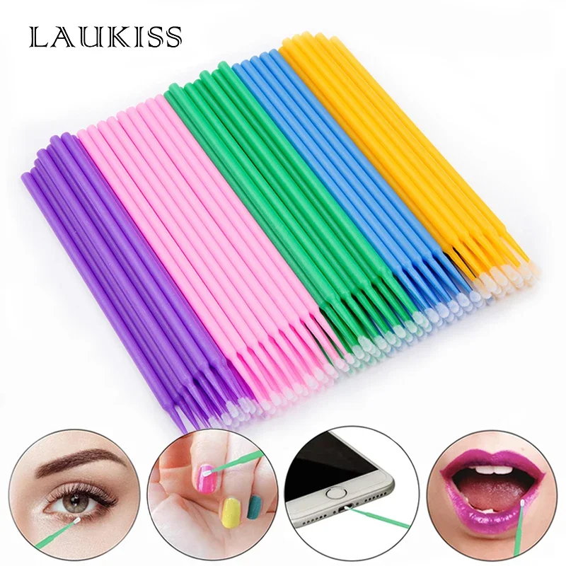 500pcs/lot Disposable Applicator Micro Brushes for Eyelash Extension Lash Cleaning Brushes Lip Brush Sticks Makeup Tools