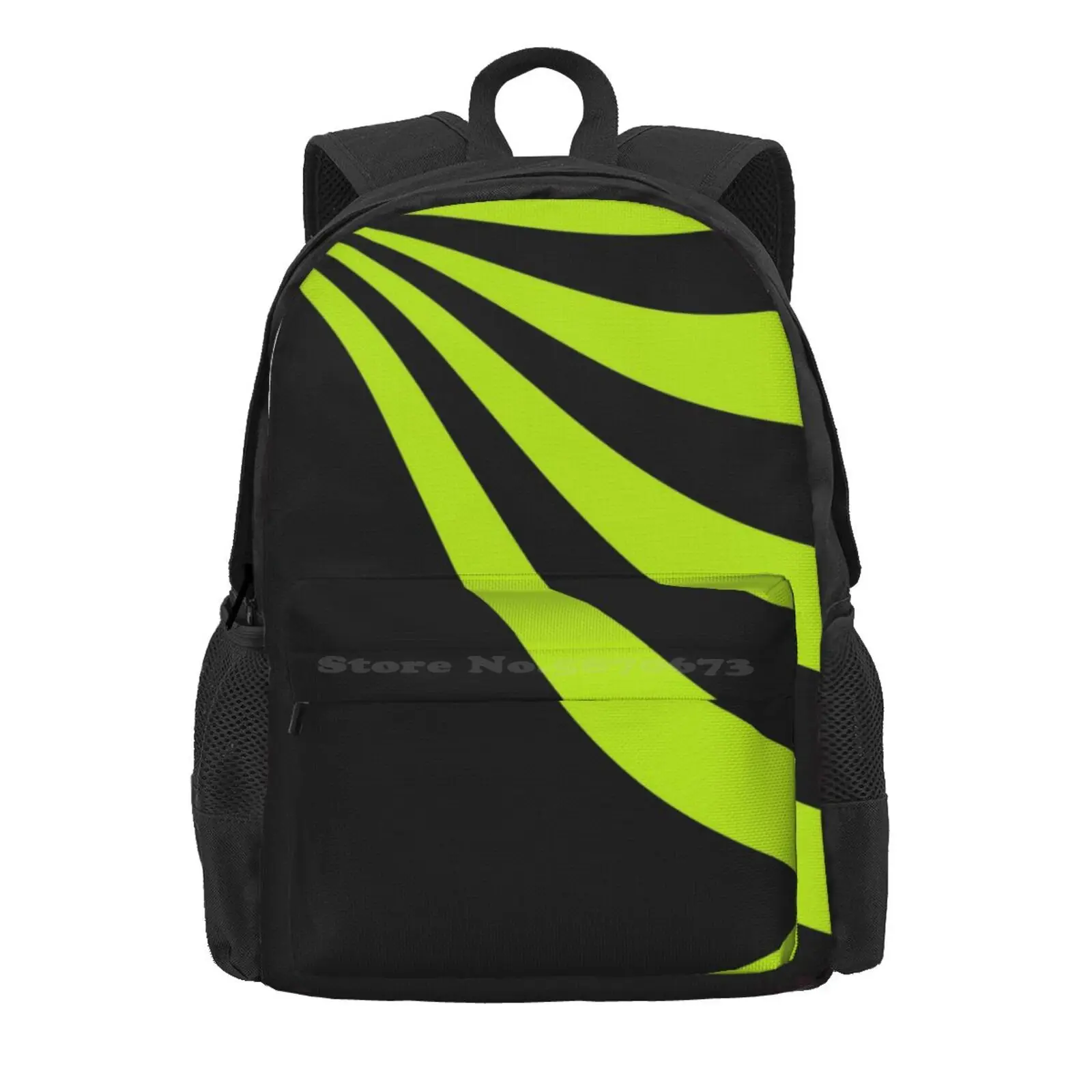 Lime Wave Hot Sale Schoolbag Backpack Fashion Bags Lime Green Aesthetic Waves Curves Black Background Laec Simple Design Chic