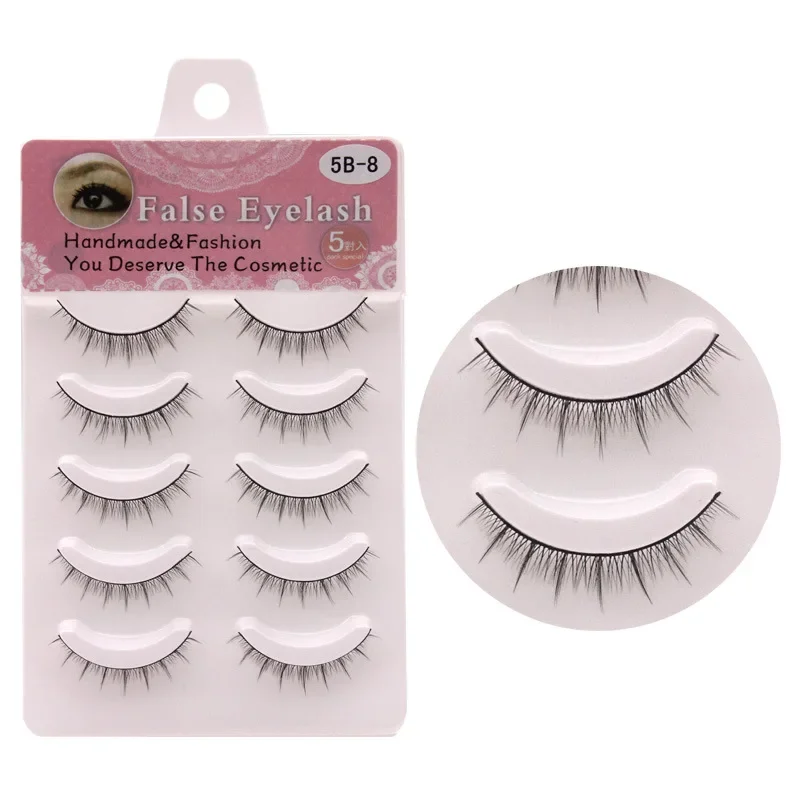 Meiliyue Japanese style 5 pairs of false eyelashes sharpened process natural simulation cross short pure handmade eyelashes