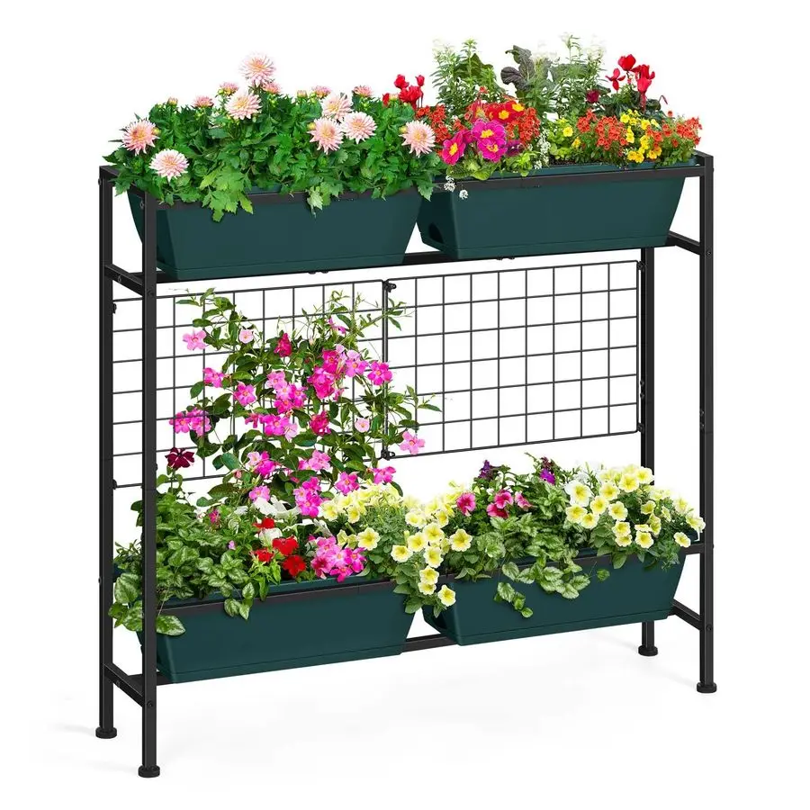 

Raised Garden Bed with Legs amp amp Trellis 32 Tall Vertical Herb Garden Planter Indoor Outdoor Elevated Flower Beds for Gardeni
