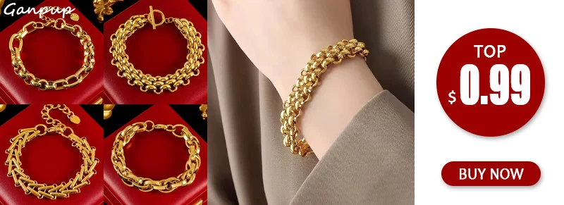 GANPUP 316L Edelstahl Metall Blumen Charms Armband Armreif für Frauen Textur Trendy Handgelenk Kette Schmuck Geschenk Bijoux Femme – Detail 3